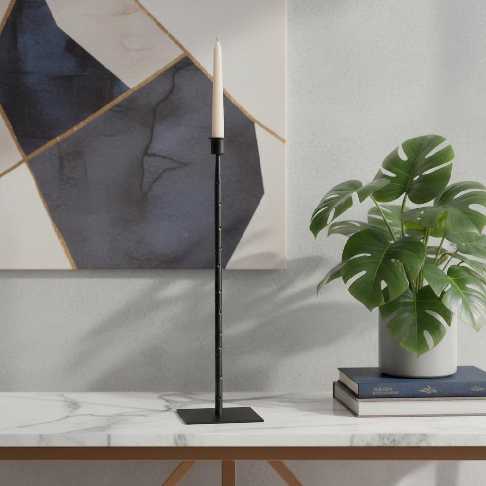 18" Black Metal Tabletop Taper Candlestick