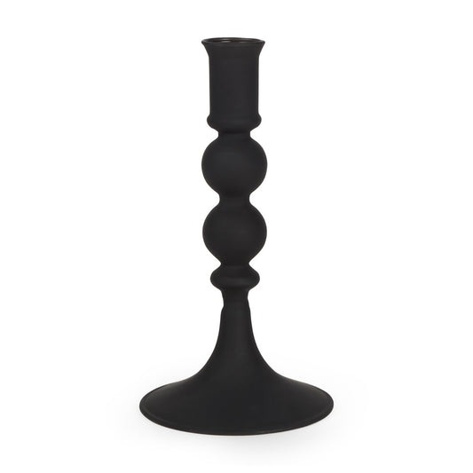 8" Black Glass Tabletop Taper Candlestick