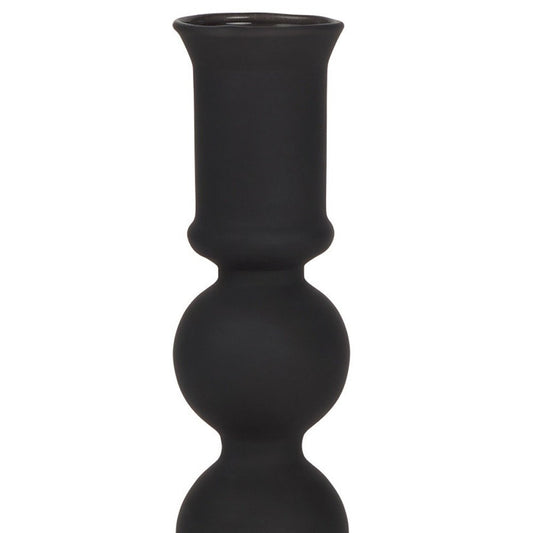 8" Black Glass Tabletop Taper Candlestick