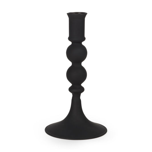 8" Black Glass Tabletop Taper Candlestick