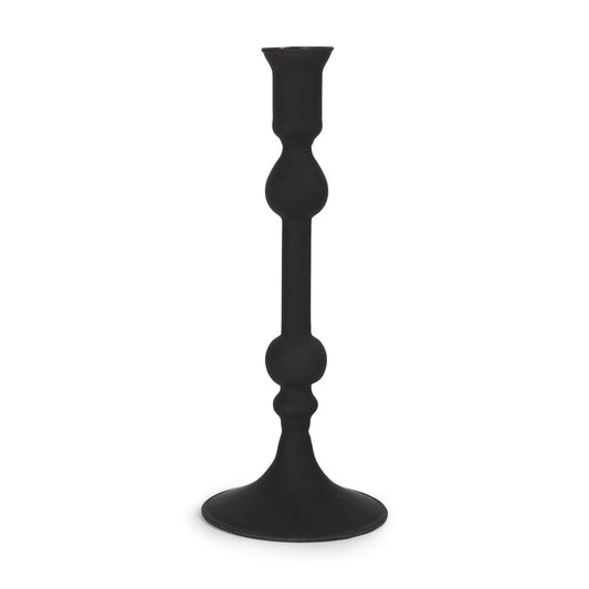 10" Black Glass Tabletop Taper Candlestick