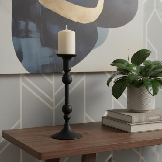 10" Black Glass Tabletop Taper Candlestick