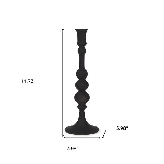 12" Black Glass Tabletop Taper Candlestick