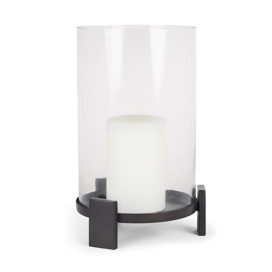 14" Black Metal Abstract Tabletop Hurricane Candle Holder
