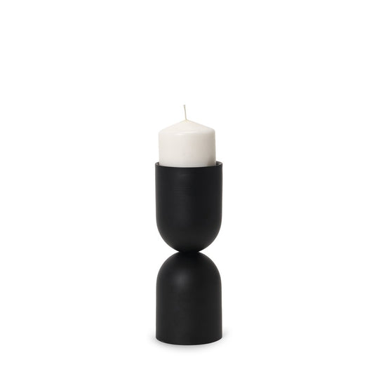 9" Black Metal Tabletop Pillar Candle Holder