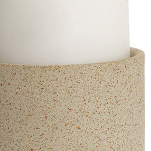 11" Beige Metal Tabletop Pillar Candle Holder