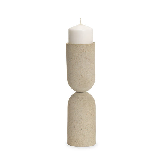 13" Beige Metal Abstract Tabletop Candle Holder