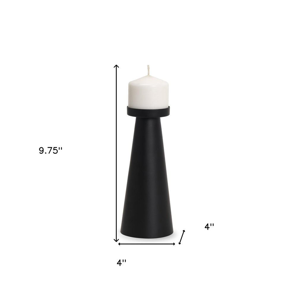 10" Black Metal Tabletop Pillar Candle Holder