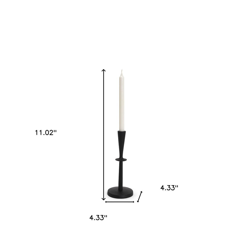 11" Black Metal Tabletop Taper Candlestick