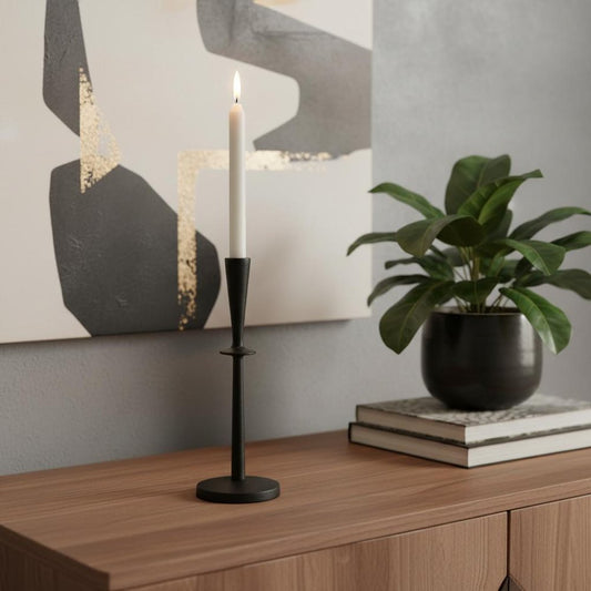 13" Black Metal Abstract Tabletop Candle Holder