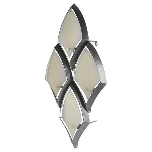 36" Gray And Silver Geometric Glass And Metal Wall Sconce Candle Holder