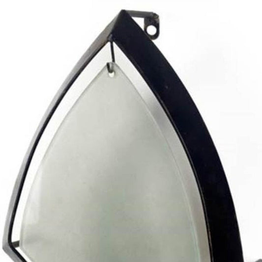 7" Black Abstract Metal And Glass Wall Sconce Candle Holder