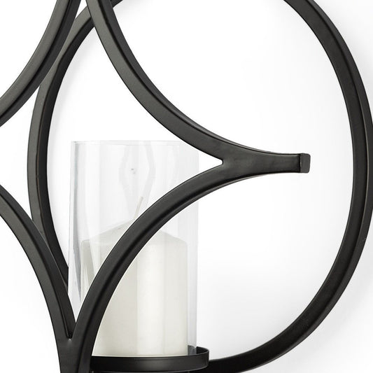 6" Black Quatrefoil Metal Wall Sconce Candle Holder