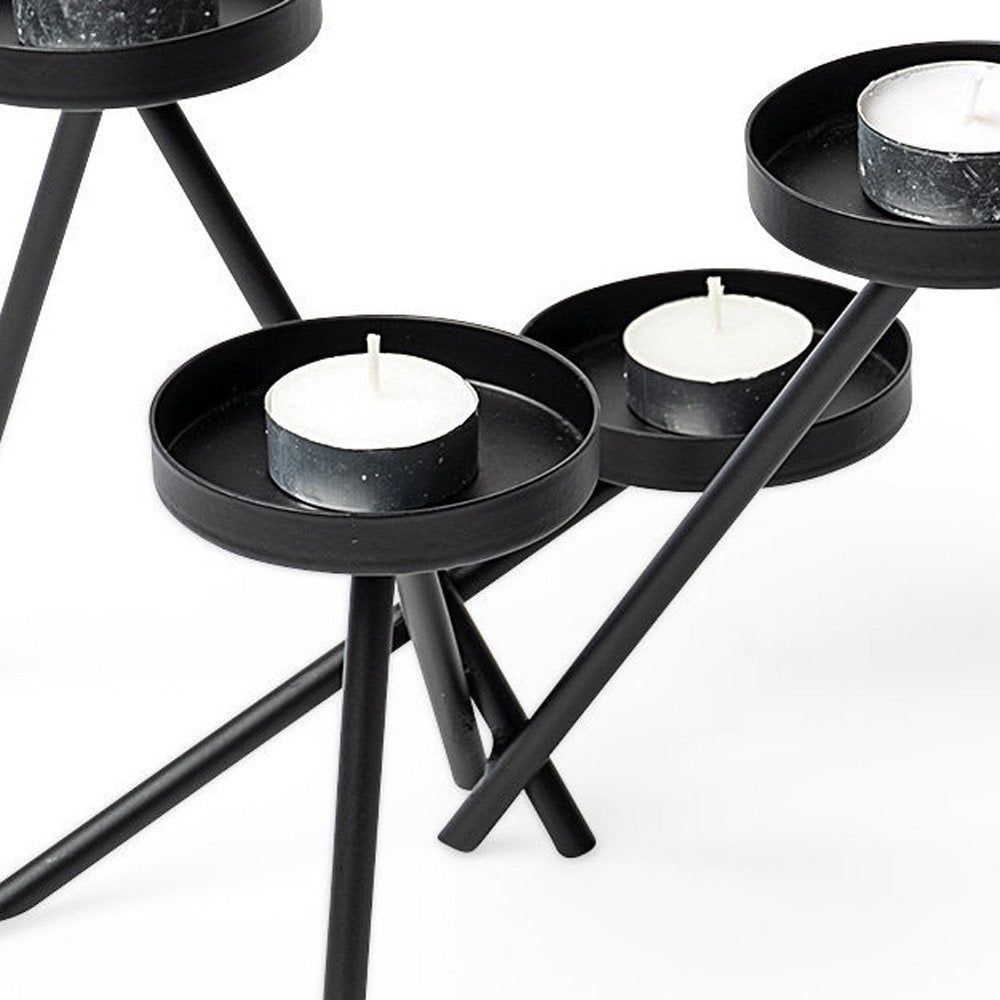 7" Black Geometric Metal Tabletop Votive Candle Holder
