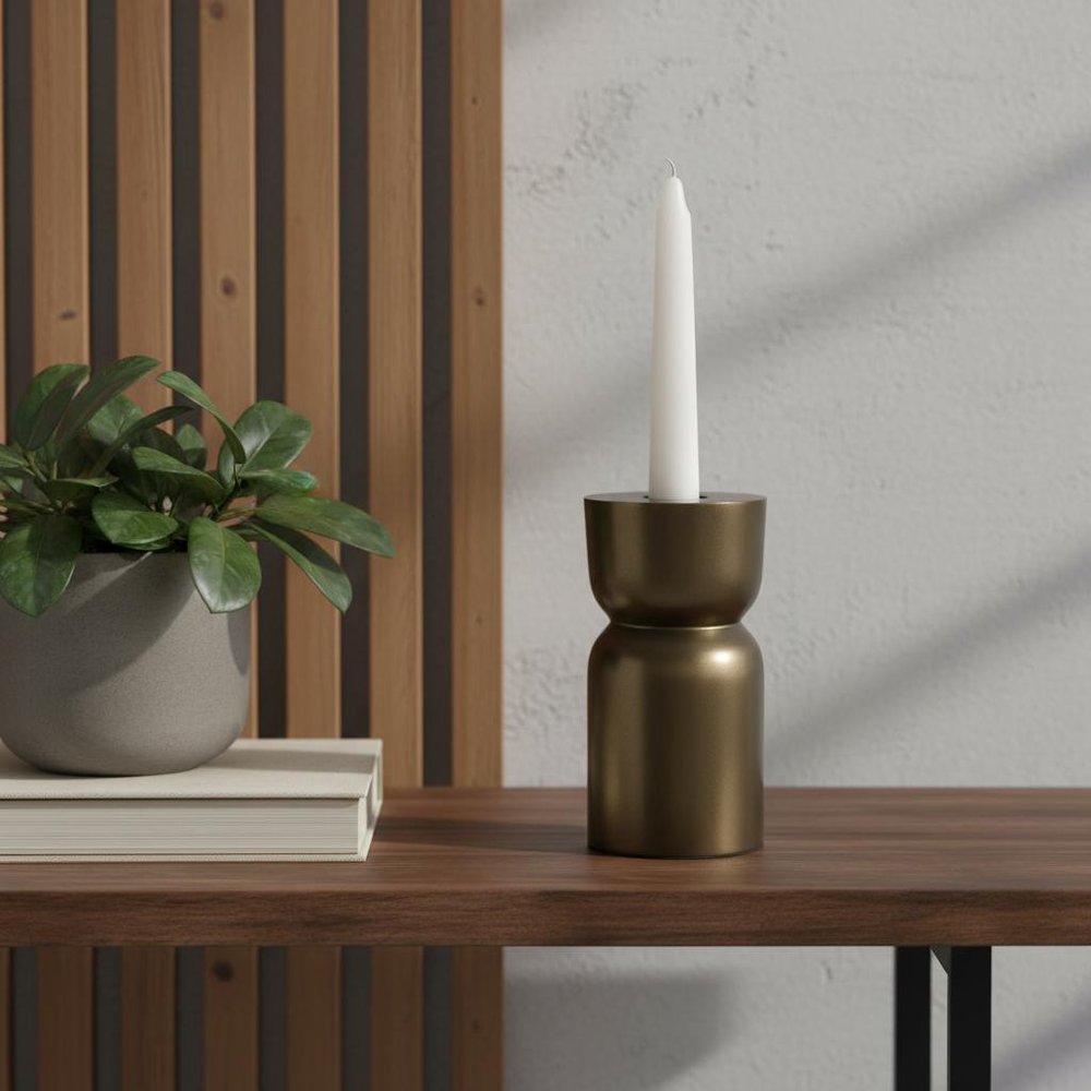 5" Gold Metal Tabletop Taper Candlestick