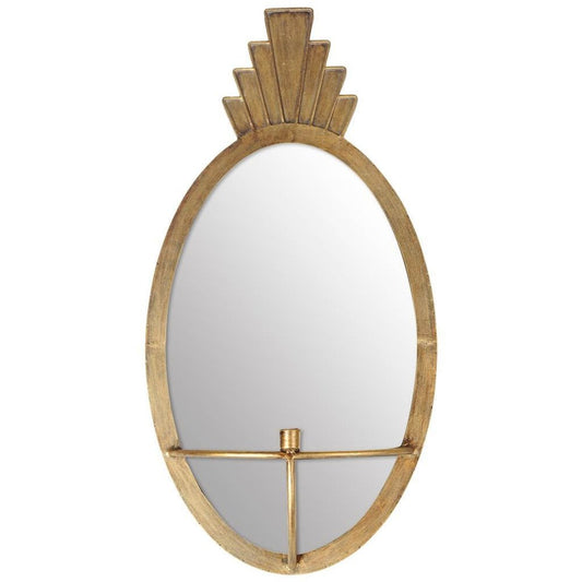 28" Gold Mirrored Metal And Glass Wall Sconce Candle Holder