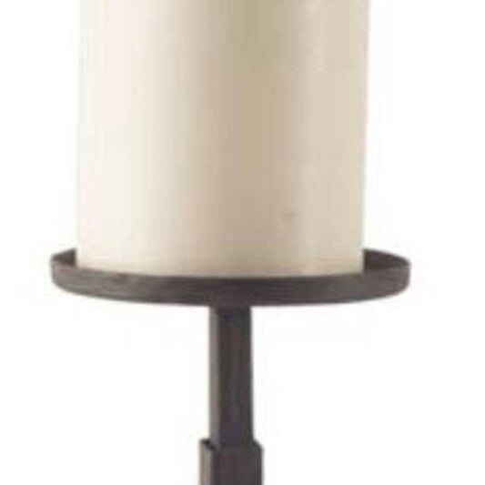 16" Brown Distressed Abstract Solid Wood Tabletop Pillar Candle Holder