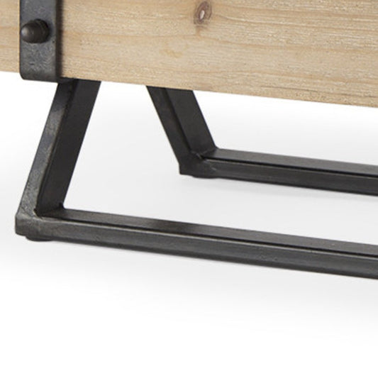 7" Black And Brown Distressed Mirrored Solid Wood Metal And Glass Tabletop Votive Candle Holder