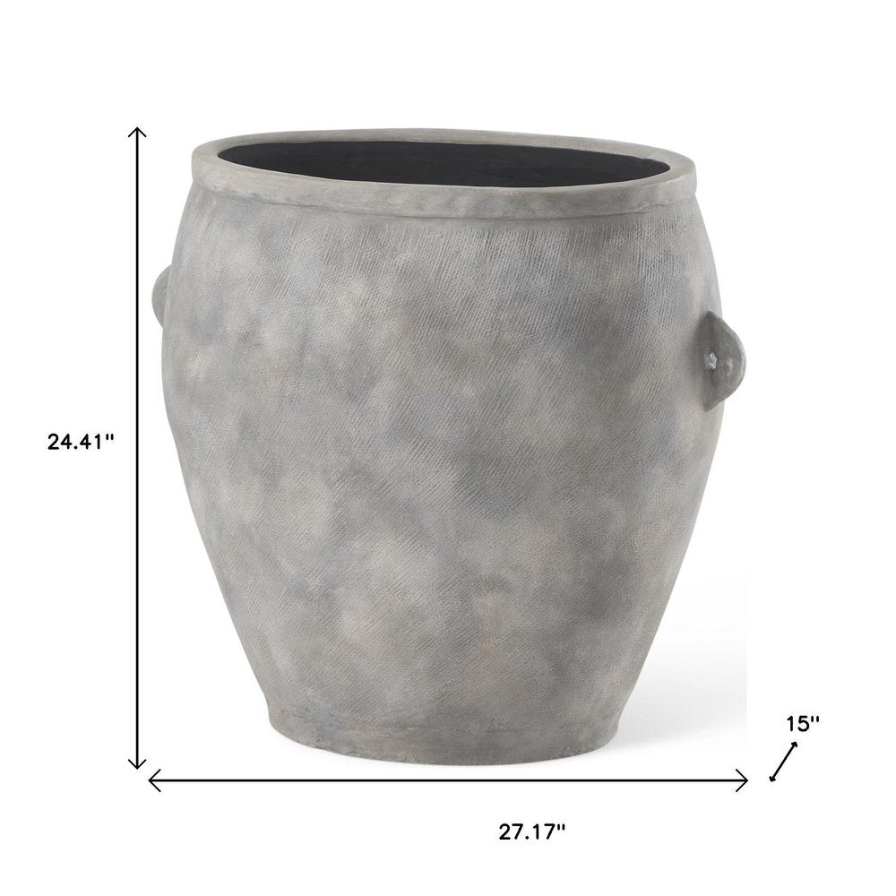 24" Gray Ceramic Amphora Floor Vase