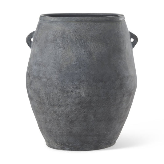 32" Gray Ceramic Amphora Floor Vase