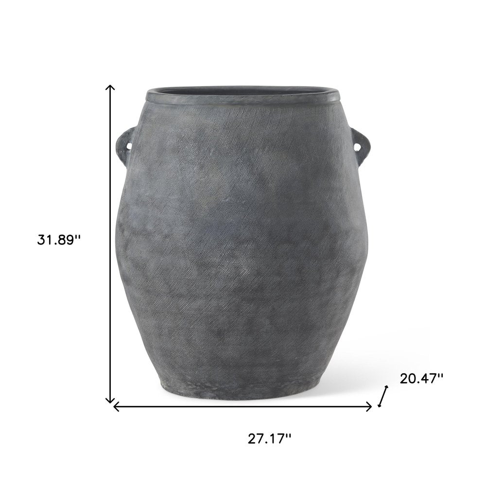 32" Gray Ceramic Amphora Floor Vase