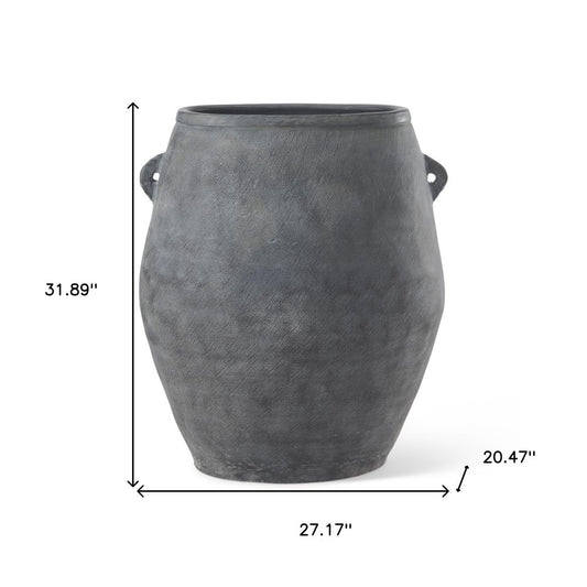 32" Gray Ceramic Amphora Floor Vase