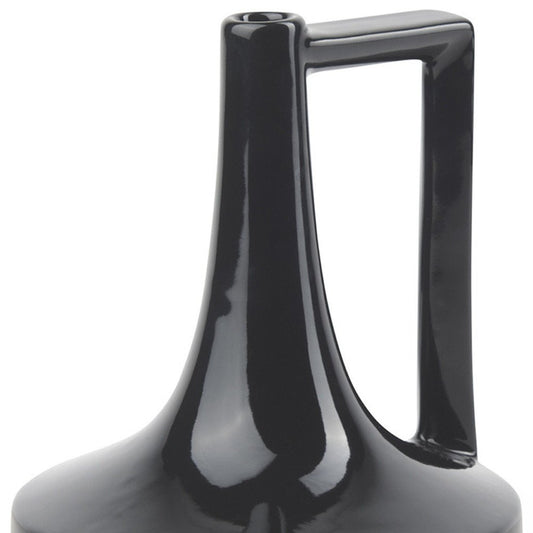 8" Black Ceramic Jug Vase