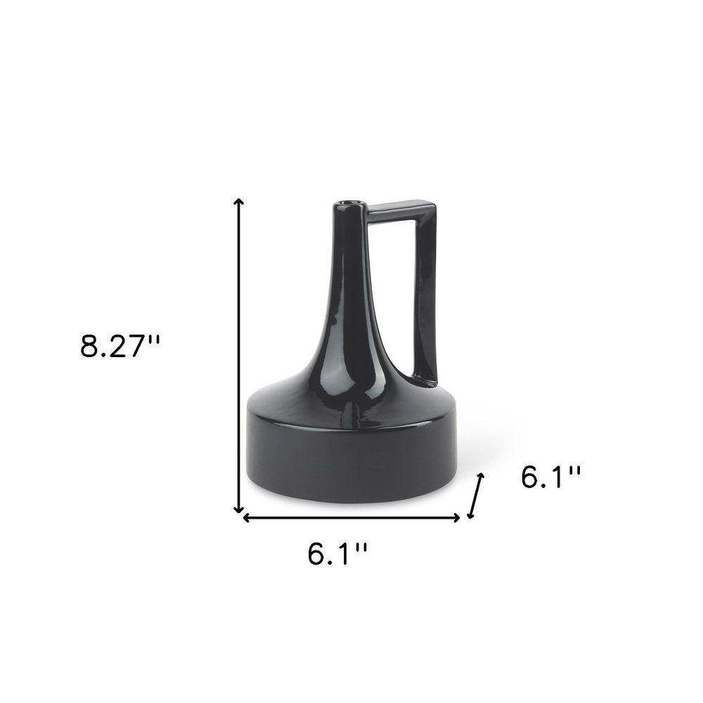 8" Black Ceramic Jug Vase
