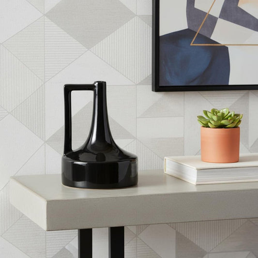 8" Black Ceramic Jug Vase