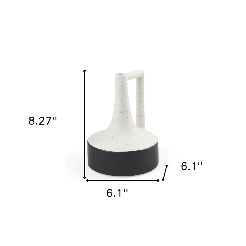 8" Black And White Ombre Ceramic Jug Vase