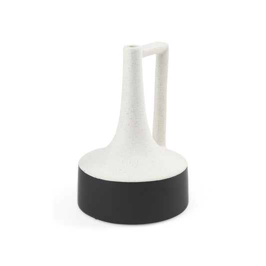 10" Black And White Ceramic Jug Vase
