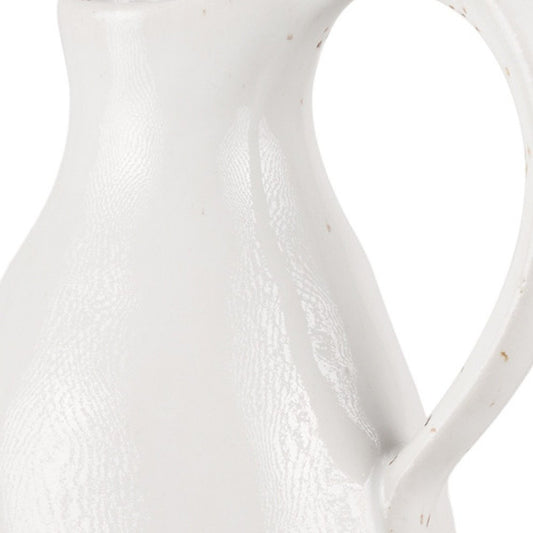 14" White And Beige Ombre Bud Ceramic Jug Vase
