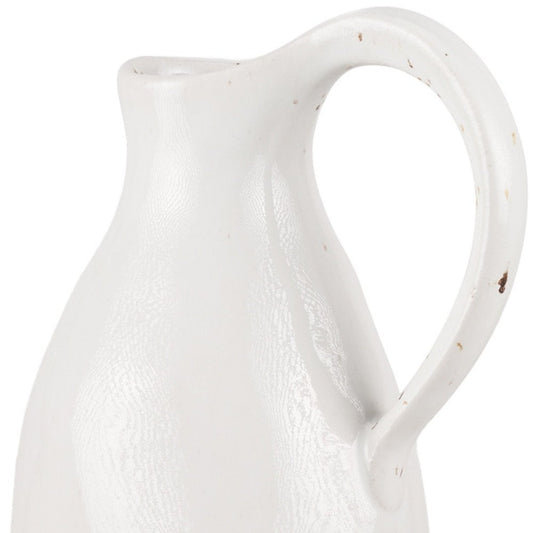 14" White And Beige Ombre Ceramic Bud Jug Vase