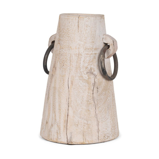 10" Light Brown Solid Wood Cylinder Jug Vase