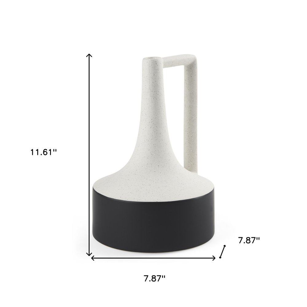 12" Black And White Ombre Ceramic Jug Vase