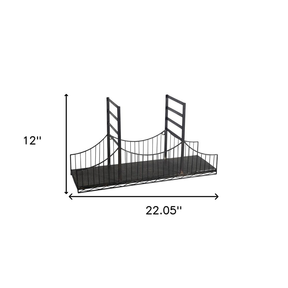 12" Black Metal Novelty Wall Mounted Accent Shelf