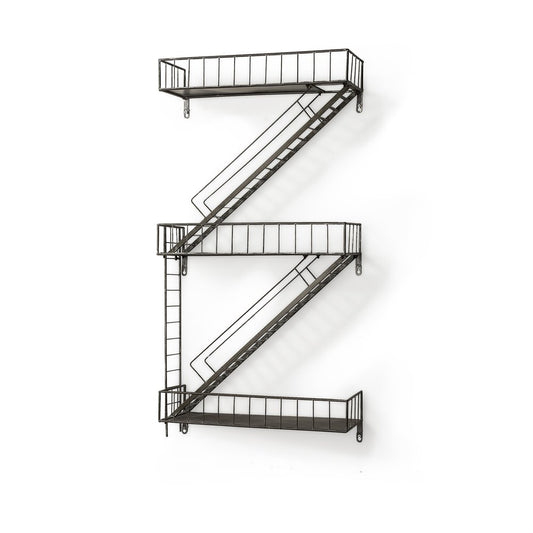 21" Gunmetal Gray Metal Novelty Wall Mounted Accent Shelf