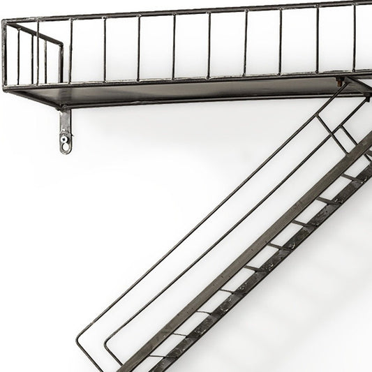 21" Gunmetal Gray Metal Novelty Wall Mounted Accent Shelf