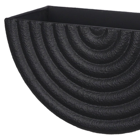 Set of Two Black Metal Geometric Half Moon Wall Planters