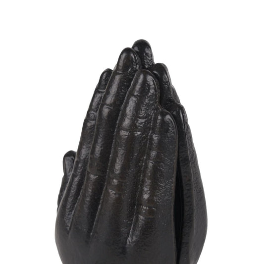 Set of Two Antiqued Bronze Cast Iron Praying Hands Decorative Bookends