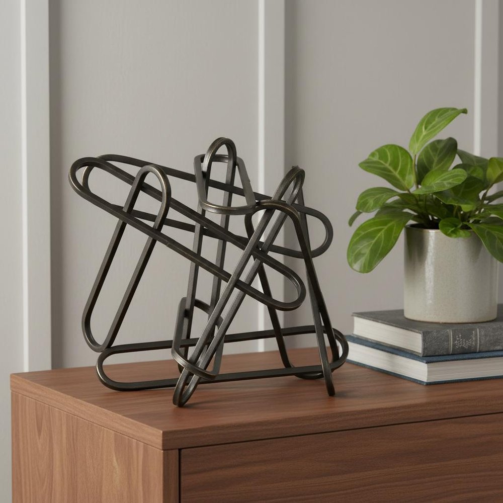 12" Black Metal Abstract Tabletop Sculpture