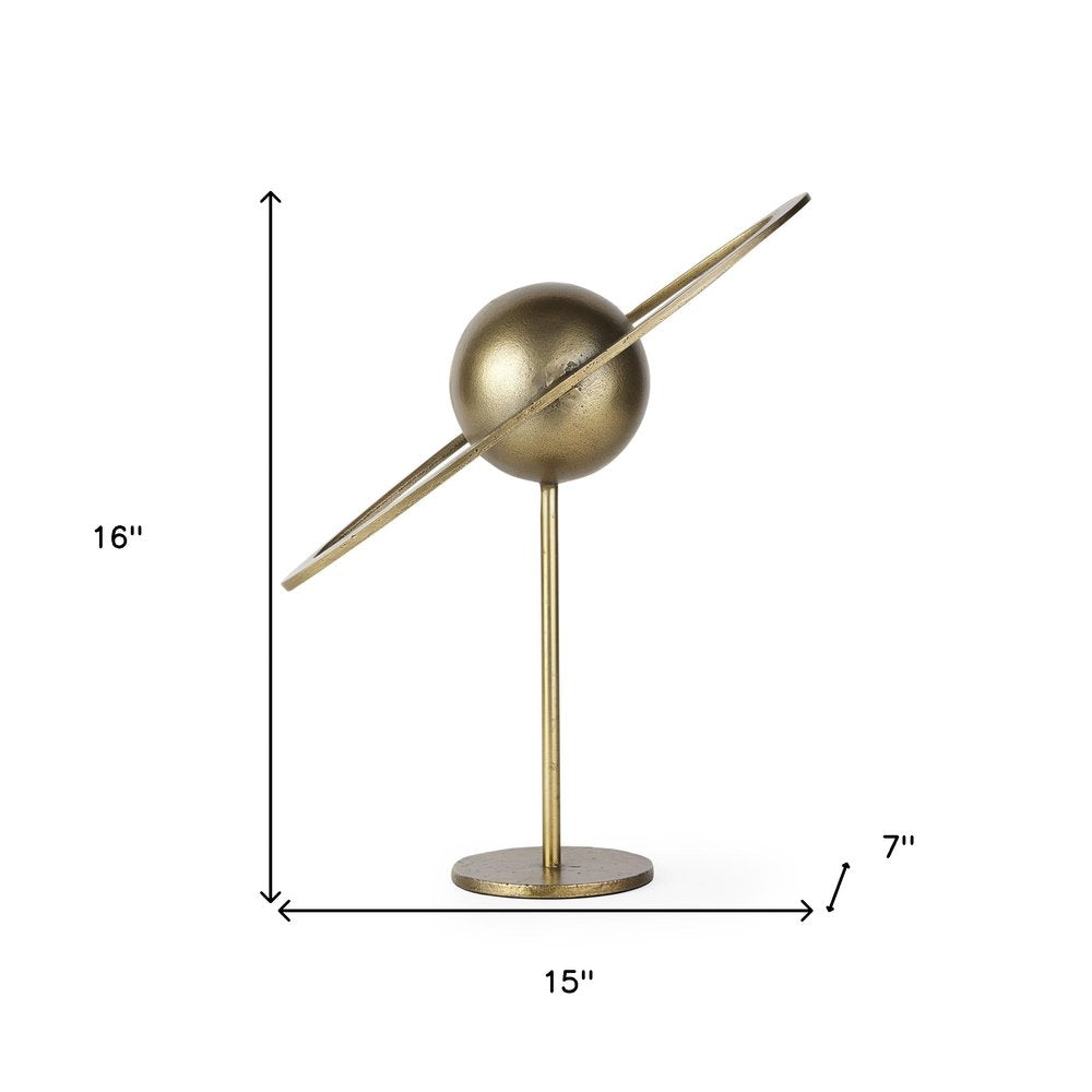 16" Gold Iron Solar System Tabletop Sculpture