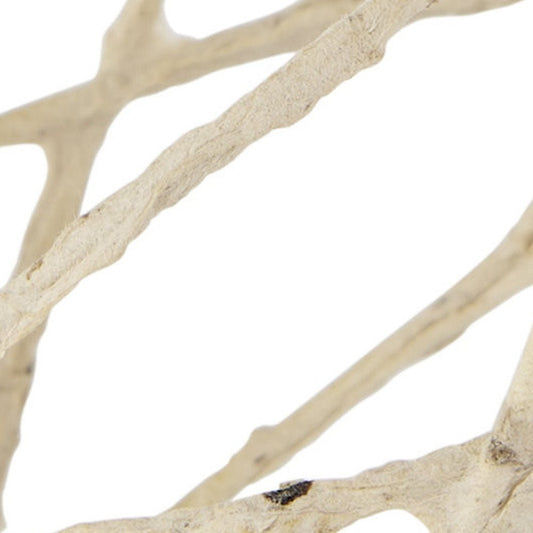 7" Beige Metal And Paper Orb Tabletop Sculpture