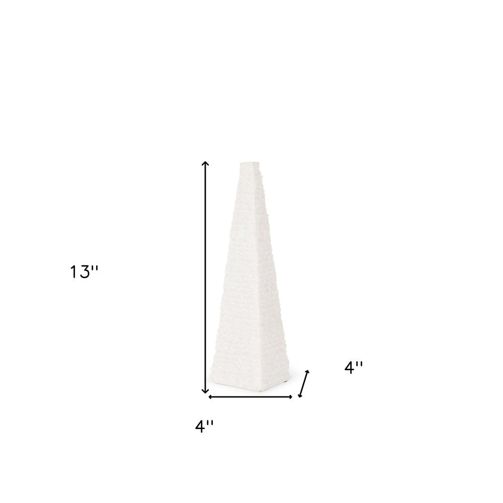 13" White Marble Spike Tabletop Sculpture