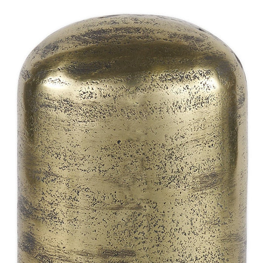 10" Antiqued Brass Cast Aluminum Cylindrical Tabletop Sculpture