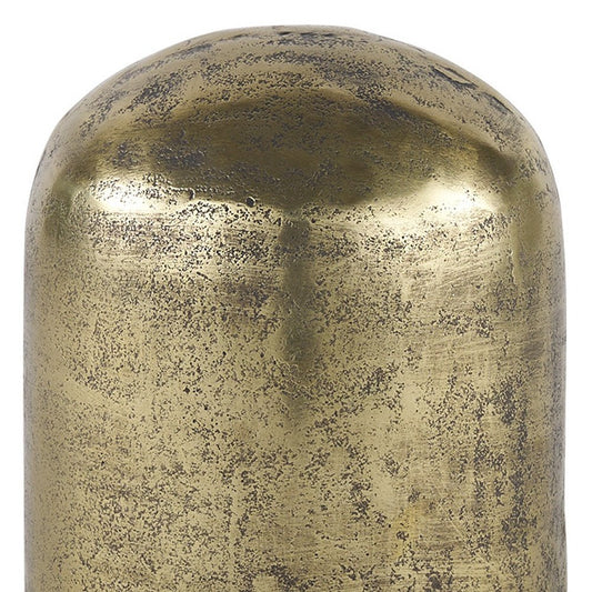 7" Antiqued Brass Cast Aluminum Cylindrical Tabletop Sculpture