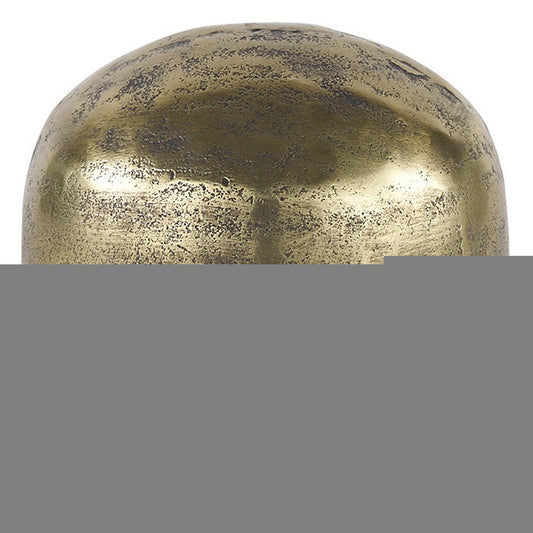 7" Antiqued Brass Cast Aluminum Cylindrical Tabletop Sculpture
