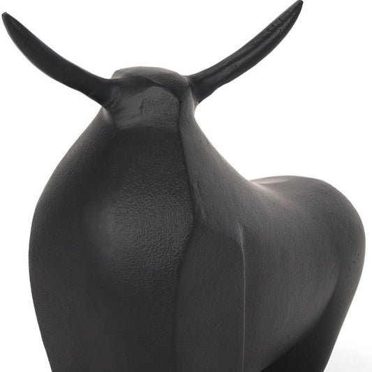 11" Black Aluminum Bull Tabletop Sculpture