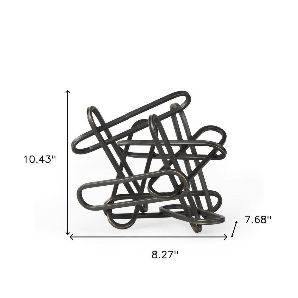 8" Black Metal Abstract Tabletop Sculpture
