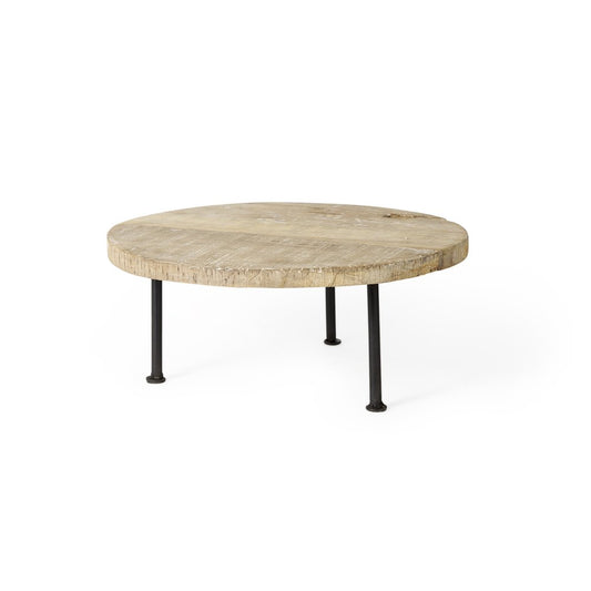 15" Light Brown And Black Round Solid Wood Handmade Riser Tray